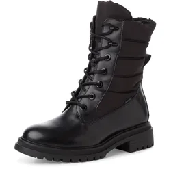 Winterboots TAMARIS, Damen, Gr. 37, schwarz, Leder, Textil, unifarben, modisch, Schuhe, Blockabstz, Winterstiefelette, Outdoorschuh im Materialmix