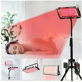 MUPOO Infrarotlampe Rotlicht Therapielampe 660 Nm, 850 Nm LED Rotlichtlampe, Timer, Verstellbarem Ständer,Infrarot Lichttherapie für Körper,Gesicht