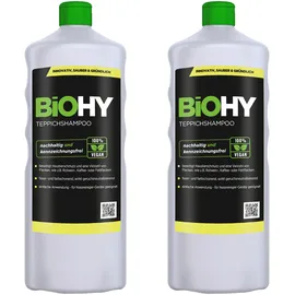 BIOHY Teppichshampoo (2x1l Flasche) | Teppichreiniger ideal zur Entfernung von hartnäckigen Flecken | SPEZIELL FÜR WASCHSAUGER ENTWICKELT