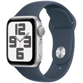 Apple Watch SE 2023 GPS  40 mm Aluminiumgehäuse silber, Sportarmband sturmblau M/L