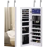 Schmuckschrank Mit Spiegel Und Led-beleuchtung – Abschließbarer Organizer Für Make-up, Kosmetik Und Schmuck – Für Ankleidezimmer – Weiß