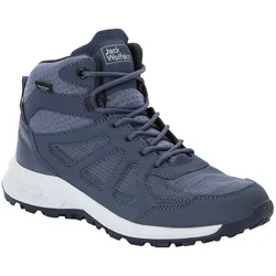 Wanderschuh JACK WOLFSKIN "WOODLAND 2 TEXAPORE MID W", Gr. 41, blau, Textil, Synthetik, sportlich, Schuhe, wasserdicht
