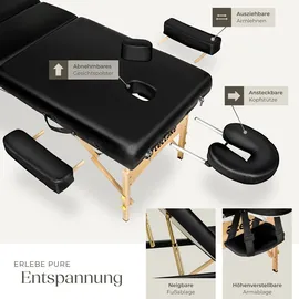 Tectake tectake® 3 Zonen Massageliege Breite 70 cm, Polsterung 10 cm mit Holzgestell, 218 x 102 x 90 cm
