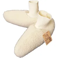 Linke Licardo Bündchen-Bettschuhe Wolle ecru Beige 38