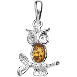 Ketten-Anhänger OSTSEE-SCHMUCK "Ostsee-Schmuck Anhänger Eule Anhänger Eule", weiß, Schmuckanhänger, Damen, 26 x 15mm, Silber 925 (Sterlingsilber), 2.0 g