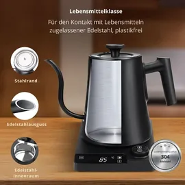 sevico Elektrischer Wasserkocher Schwanenhals | Warmhaltefunktion, LED-Anzeige | 1200W