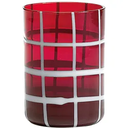 Zafferano Twiddle – Set mit 6 roten geblasenen Glasgläsern, 35 cl – handgefertigte Trinkgläser mit weißem Dekor, spülmaschinenfest