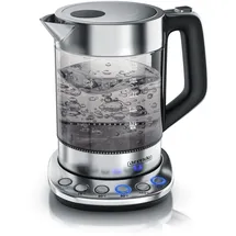 Arendo Wasserkocher 1,5 l, 2200 W, Edelstahl Glas, mit Basisstation & Temperatureinstellung 70°C - 100°C