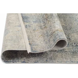 OCI DIE TEPPICHMARKE Teppich OCI DIE TEPPICHMARKE "BESTELLER CAVA", blau, B:80cm H:8mm L:200cm, Viskose, Teppiche, Teppich, Glanz Viskose, mit Fransen, Hoch Tief Struktur, Vintage, Wohnzimmer