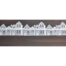 Stickereien Plauen Fensterdekoration STICKEREIEN PLAUEN "Häuser" Gr. 1, weiß, B:42cm H:13cm, Polyester, Fensterbilder, Geschenkartikel, Fensterdekoration "Häuser"