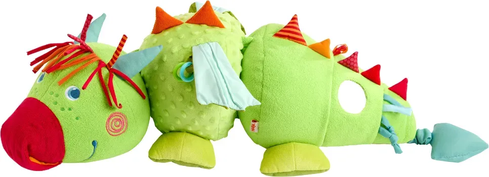 Haba Aktivite4tsdrache Stofftier 70 cm - Weiches Plfcsch, integriertes Spielzeug, Ff6rdert Motorik