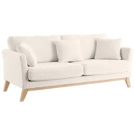 miliboo Skandinavisches 3-Sitzer-Sofa mit abnehmbarem Bezug in Weiß mit Bouclé-Wolleffekt OSLO