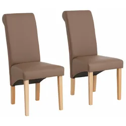 Esszimmerstuhl HOME AFFAIRE "Rito", grau (taupe), B:47,5cm H:101cm T:68,5cm, NaturLeder, FSC-zertifiziertes Massivholz: Buche, Kunstleder, Stühle, im 2er, 4er oder 6er-Set