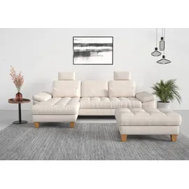 sit&more Ecksofa SIT & MORE "Westham L-Form", beige (creme), B:275cm H:88cm T:172cm, 100% Polyester, Sofas, Ecksofa, mit Recamiere, mit oder ohne Bettfunktion, Bettkasten, Füße Eiche