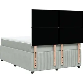 vidaXL Boxspringbett mit Matratze Hellgrau 160x200 cm Samt