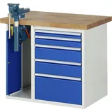 PROREGAL Werkbank Serie 7000 - Modell 7511 | HxBxT 84x100x70cm | 5x Schublade + 1x Schrank | Schubladenmaße 1x60 + 1x90 + 2x150 + 1x270mm