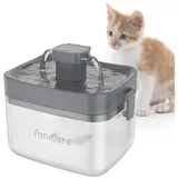 AmiCura Trinkbrunnen Wasserbrunnen für Katzen, Automatische Katzenbrunnen, USB Aschluss & 20dB Ultra-Leise Katzen Trinkbrunnen grau