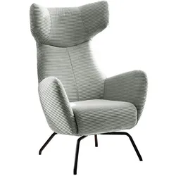 KAWOLA Sessel LOTTE Ohrensessel Cord hellgrau