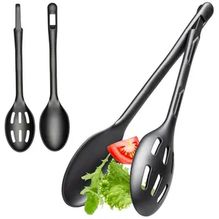 Hausfelder Salatbesteck schwarz zweiteilig, Salatbesteck und Salatzange Kunststoff (Schwarz)