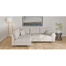 Home Affaire Ecksofa HOME AFFAIRE "CHARRE L-Form mit Ottomane, Maße B/T/H: 231/161/81 cm", beige (creme), B:231cm H:81cm T:161cm, 92% Polyester, 8% Nylon, Sofas, Ecksofa, feine Steppung, lose Rücken- und Zierkissen, auch in Cord und Bouclé