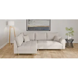 Home Affaire Ecksofa HOME AFFAIRE "CHARRE L-Form mit Ottomane, Maße B/T/H: 231/161/81 cm", beige (creme), B:231cm H:81cm T:161cm, 92% Polyester, 8% Nylon, Sofas, Ecksofa, feine Steppung, lose Rücken- und Zierkissen, auch in Cord und Bouclé