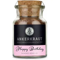 Ankerkraut Happy Birthday Gewürz, Sonderedition vom Schokokuchen Gewürz, Glückwunsch zum Geburtstag, Lecker Kuchen backen, Schokolade Geschmack, für Schoko-Liebhaber, 90g im Korkenglas