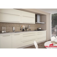 Wohnküchenzeile Küchenblock 250cm grau / vanille matt Griffe  Typ GP 14 black
