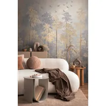 Livingwalls Wald-Tapete 8,80 x 0,53 m 791447 Beige/Blau/Gelb