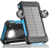 Solar Powerbank 26800 mAh mit Saugnapfhalterung, Solar Powerbank Externe Akkus 3 USB Anschlüsse mit Taschenlampen Dauerlicht/SOS/Stroboskop wasserdichte Outdoor Powerbank für Handy