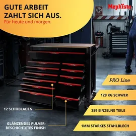 Mephisto Werkzeugwagen Stahl schwarz 12 Schubladen bestückt