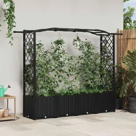 vidaXL Hochbeet mit Rankgitter und Dach 204 x 40 x 141 cm Schwarz