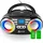 Klim Boombox B3 Tragbarer CD Player + FM Radio, CD, MP3, Bluetooth, AUX, USB, RGB LED + Kabel- & kabelloser Betrieb mit wiederaufladbaren Akku + Verbesserte CD-Laserlinse + Digitaler EQ + Version