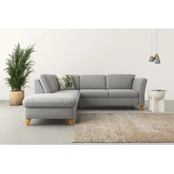 Ecksofa HOME AFFAIRE "Trelleborg L-Form", grau, B:252cm H:86cm T:213cm, 100% Polyester, Sofas, Federkern-Polsterung, wahlweise mit Bettfunktion und Stauraum