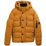 Tom Tailor Herren Pufferjacke mit abnehmbarer Kapuze, braun, Uni, Gr. XXL