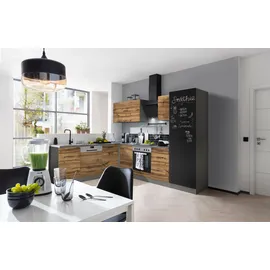 kochstation Winkelküche L-Form 270 cm grau