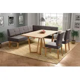 Home Affaire Eckbankgruppe »Ponza Eckbank Küchenbank BESTSELLER«, (Set, 4 tlg.), Sitzgruppe Esszimmer Stühle Tisch und Bank bequem gepolstert, Braun, Eiche geölt,