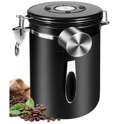 zggzerg Aufbewahrungsbox Kaffeebohne Versiegeltes Glas, 1800ML Kaffeebohnen behälter schwarz