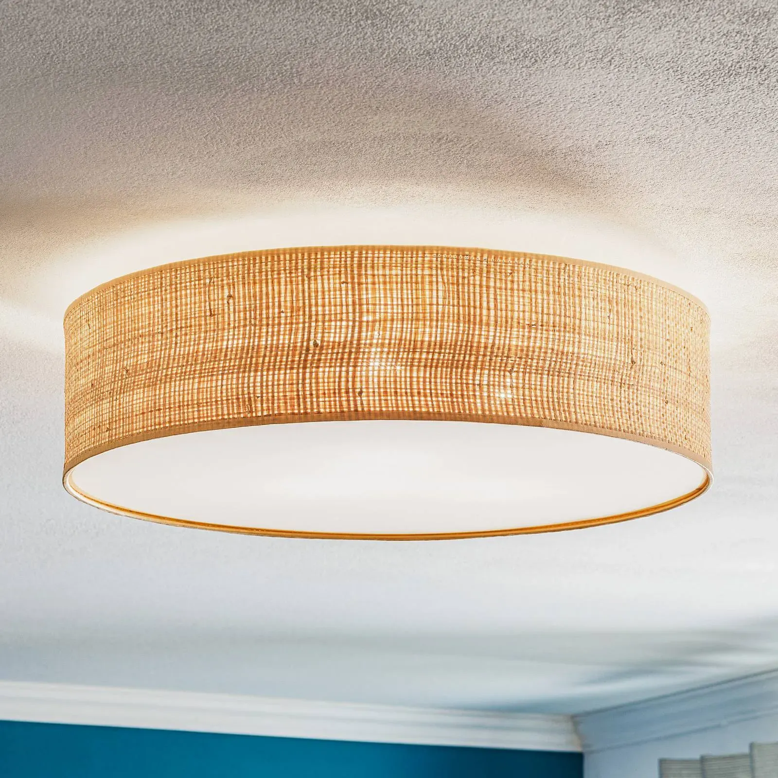 Deckenlampe Leano Eko-Light, dimmbar, Holz hell, für Wohn- / Esszimmer, Holz, Deckenlampe - 50 cm - 50 cm - 13 cm