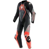 Dainese Audax D-Zip, Lederkombi 1tlg. perforiert - Schwarz/Neon-Rot/Grau - 46