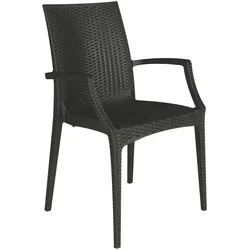 Rattan Bistrot anthrazit Sessel , mit Greenpol recyceltem Material hergestellt, stapelbar. Marke Grandsoleil.  57x53x87
