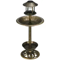 Outsunny Vogeltränke mit Solarleuchte, 110 cm Höhe Vogelbad mit