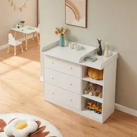 [en.casa] en.casa Wickelkommode, »Beldinupp« mit abnehmbarer Wickelauflage 93x110x55 cm Weiß weiß