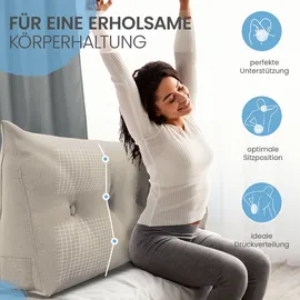 eloneo Rückenkissen – Keilkissen fürs Bett & Sofa, abnehmbarer Bezug, praktisches Seitenfach 1 St Kissen