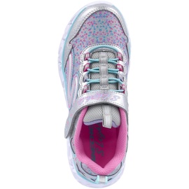 SKECHERS Mädchen Galaxy Lights Sneaker, Silver Durapatent Multi Textile Trim, 28