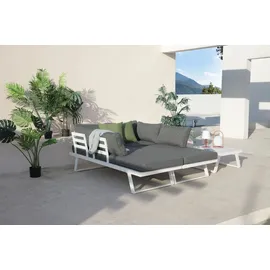 Möbilia Sitzgruppe Ecksofa Couchtisch grau/dunkelgrau