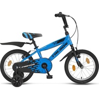 Talson 16 Zoll Kinderfahrrad inkl. Kettenschutz, Stützräder und Zubehör Jungen Fahrrad (Blau)