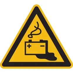 König Werbeanlagen Warnschild, Warnung vor Gefahren durch Batterien W026 - ASR A1.3 (DIN EN ISO 7010) - 200x1.5 mm Kunststoff