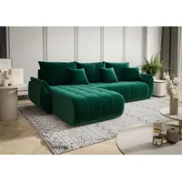 Fun Möbel Ecksofa Schlafsofa AKITA Stoff Monolith Grün Ottomane Links