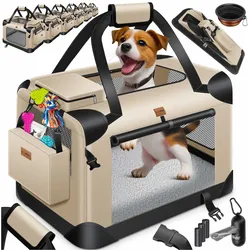 LOVPET® Hundebox Hundetransportbox faltbar Inkl.Hundenapf Transporttasche Hundetasche Transportbox für Haustiere, Hunde und Katzen Haustiertransportbox