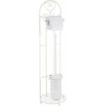 Ambiente Haus Toilettenpapierhalter AMBIENTE HAUS "Antik", weiß, B:21cm H:81cm, Eisen, Keramik, Toilettenpapierhalter, antikweiß